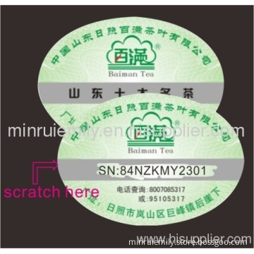 Custom Security Destructible Label Which With Scratched Off Or Revealed Strip 